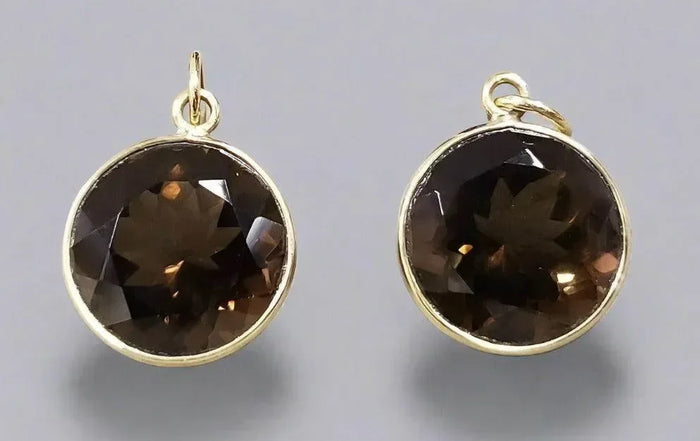 Round Smoky Quartz 14k Gold Pendant - K Jewelry Accessories
