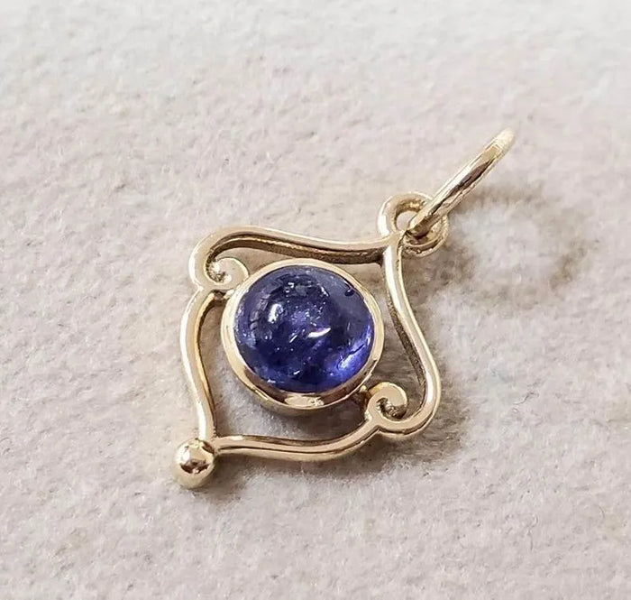 Round Tanzanite Gold Pendant: December Birthstone Jewelry - K Jewelry Accessories