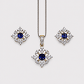 Royal Sapphire Blossom Locket Suite - Monis Anas Jewellers