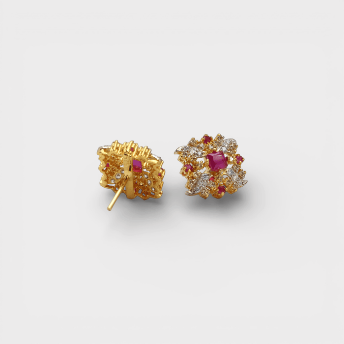 Ruby Floral Bloom Set – Pendant & Earrings - Monis Anas Jewellers