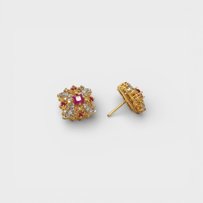 Ruby Floral Bloom Set – Pendant & Earrings - Monis Anas Jewellers