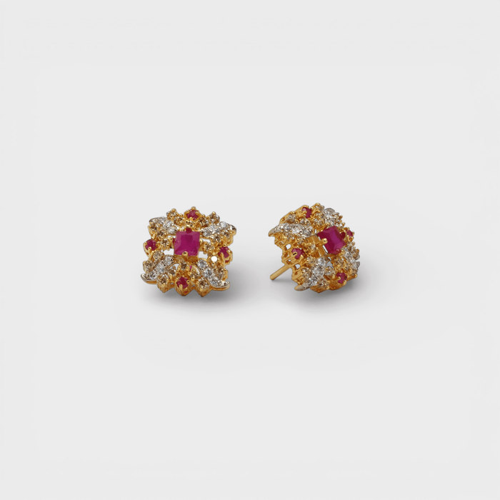 Ruby Floral Bloom Set – Pendant & Earrings - Monis Anas Jewellers