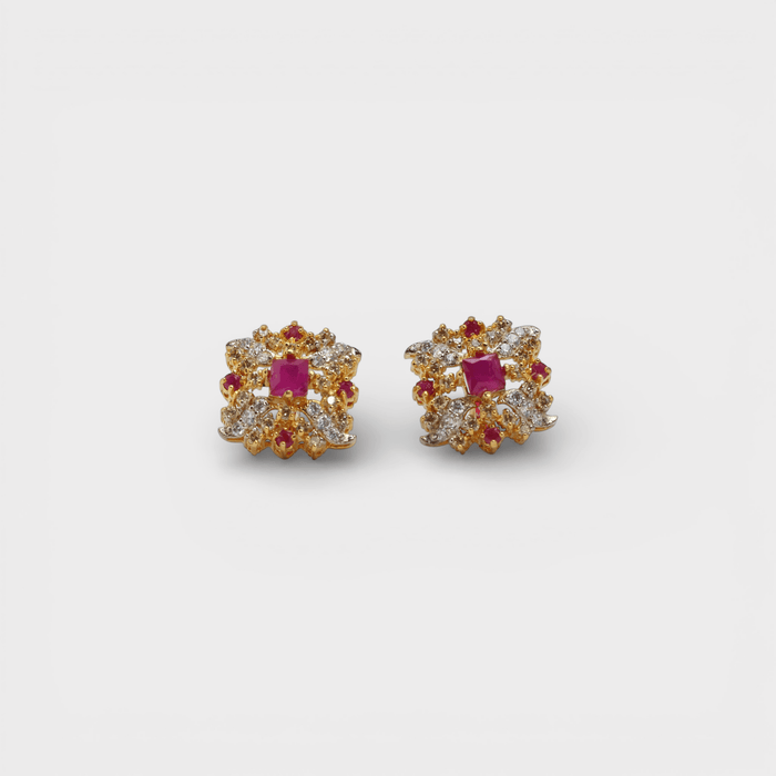 Ruby Floral Bloom Set – Pendant & Earrings - Monis Anas Jewellers