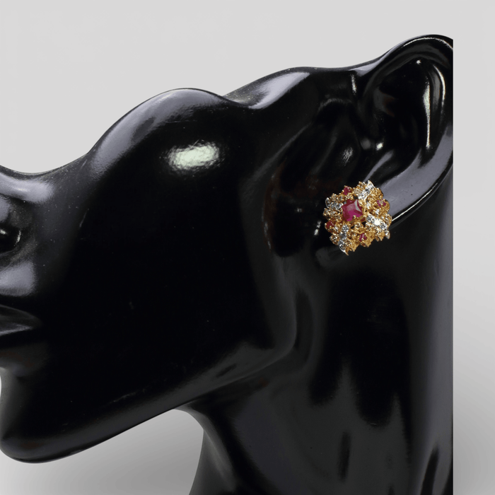 Ruby Floral Bloom Set – Pendant & Earrings - Monis Anas Jewellers