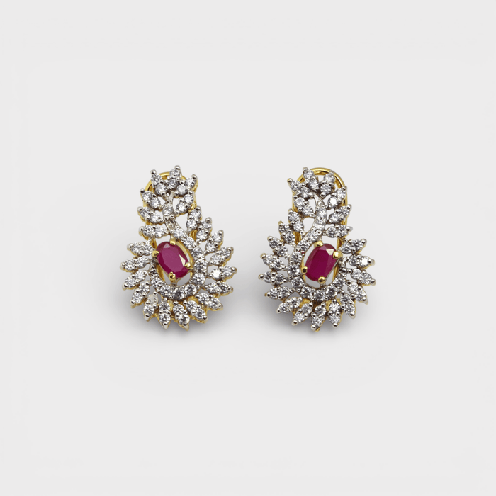 Ruby Floral Petal Drop Earrings - Monis Anas Jewellers