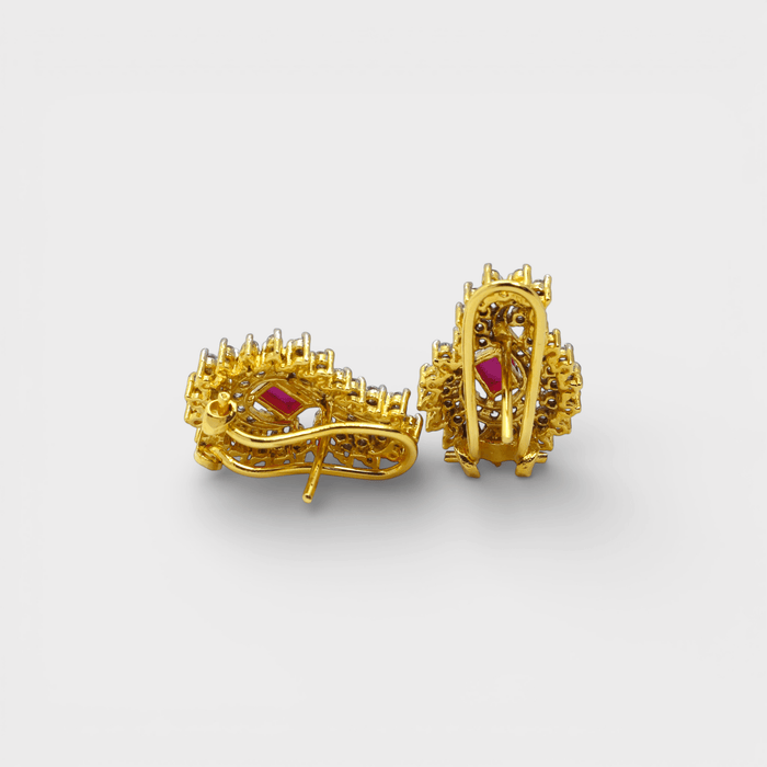 Ruby Floral Petal Drop Earrings - Monis Anas Jewellers