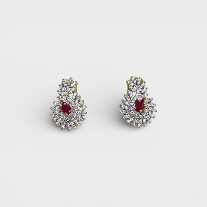 Ruby Floral Petal Drop Earrings - Monis Anas Jewellers