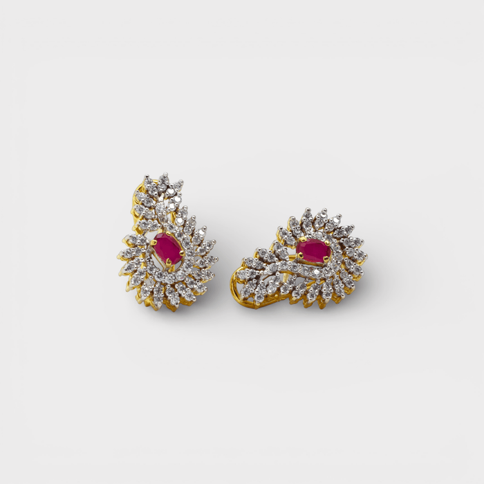 Ruby Floral Petal Drop Earrings - Monis Anas Jewellers