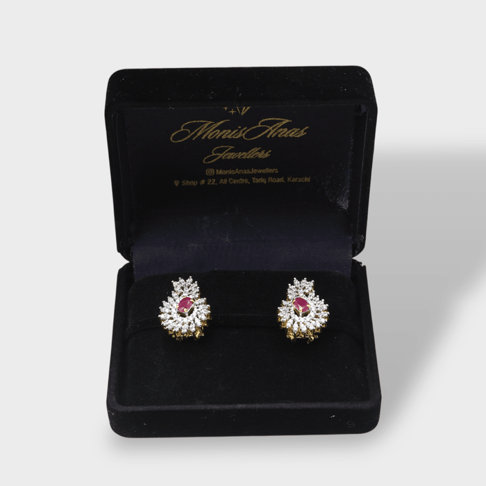 Ruby Floral Petal Drop Earrings - Monis Anas Jewellers