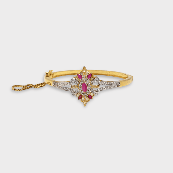 Ruby Lotus Bloom Bangle - Monis Anas Jewellers
