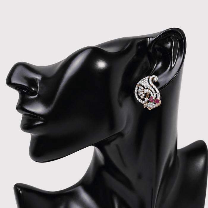 Ruby Paisley Studs - Monis Anas Jewellers