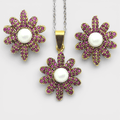 Ruby Pearl Daisy Set - Monis Anas Jewellers