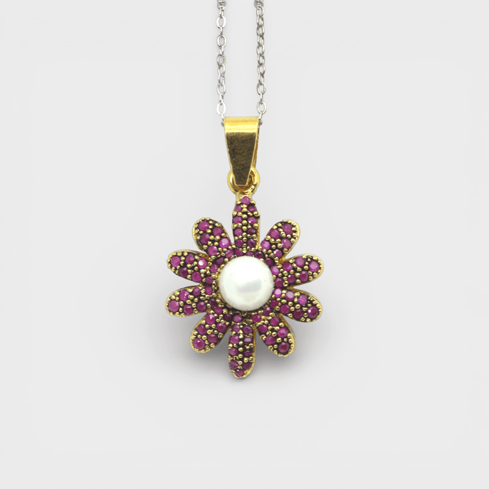 Ruby Pearl Daisy Set - Monis Anas Jewellers