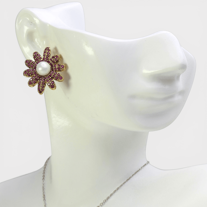 Ruby Pearl Daisy Set - Monis Anas Jewellers