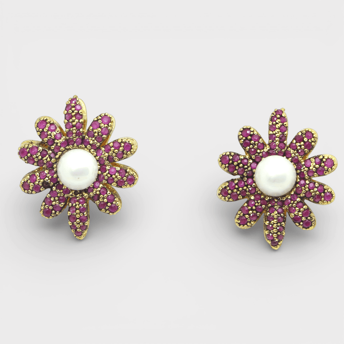 Ruby Pearl Daisy Set - Monis Anas Jewellers