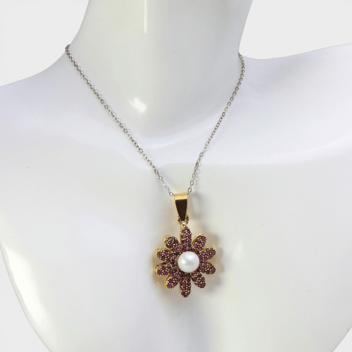 Ruby Pearl Daisy Set - Monis Anas Jewellers