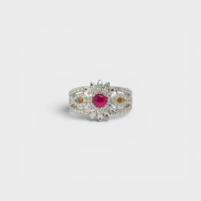 Ruby Petal Bloom Ring - Monis Anas Jewellers