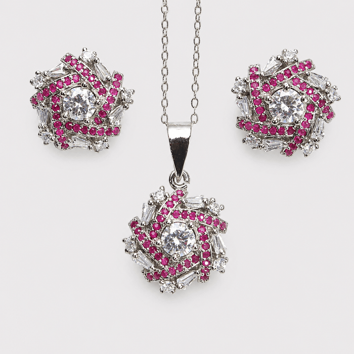 Ruby Royale Cluster Set - Monis Anas Jewellers