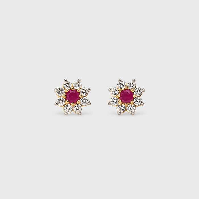 Ruby Starburst Studs - Monis Anas Jewellers