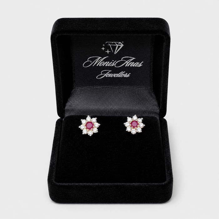 Ruby Starburst Studs - Monis Anas Jewellers