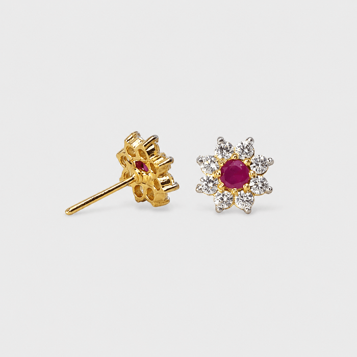 Ruby Starburst Studs - Monis Anas Jewellers