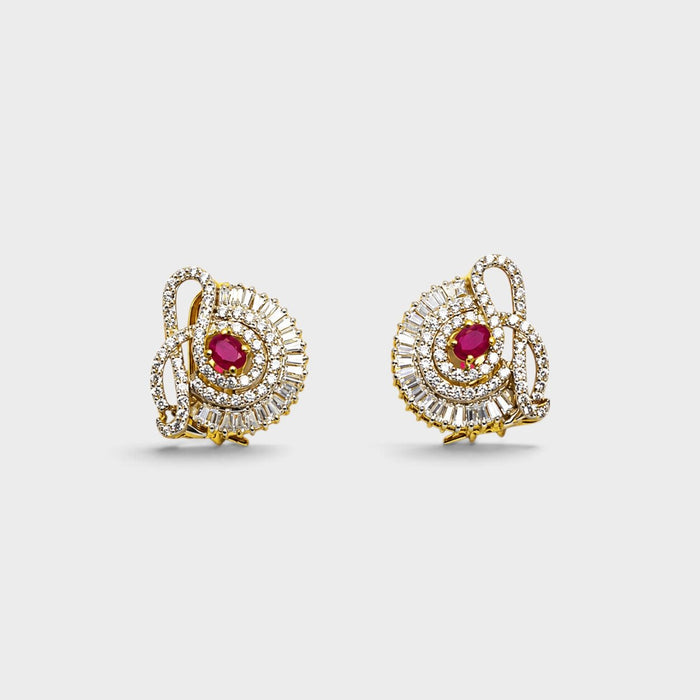 Ruby Vortex Studs - Monis Anas Jewellers