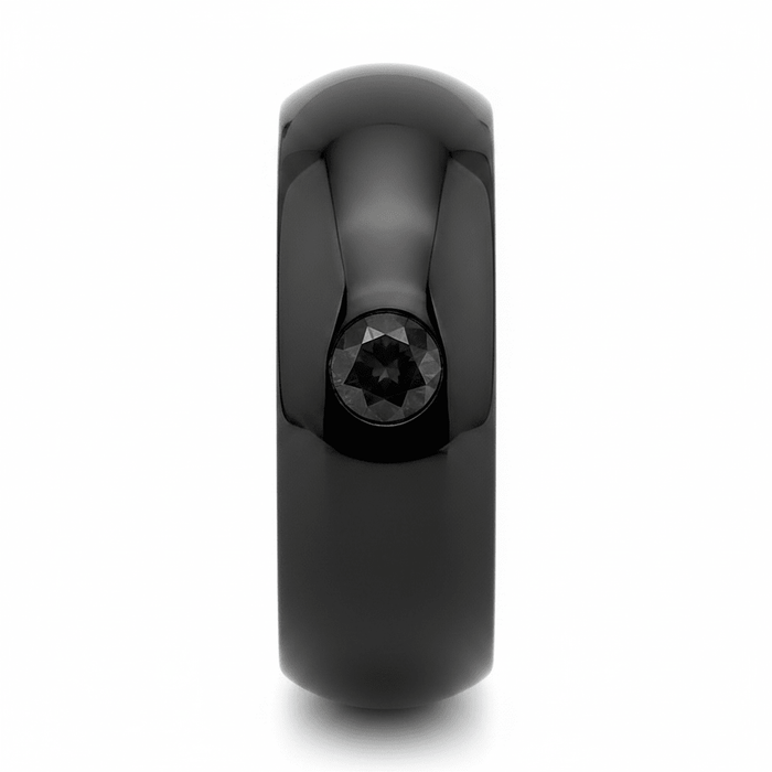 SANCHO — Front-facing straight-on view — men's tungsten wedding ring.