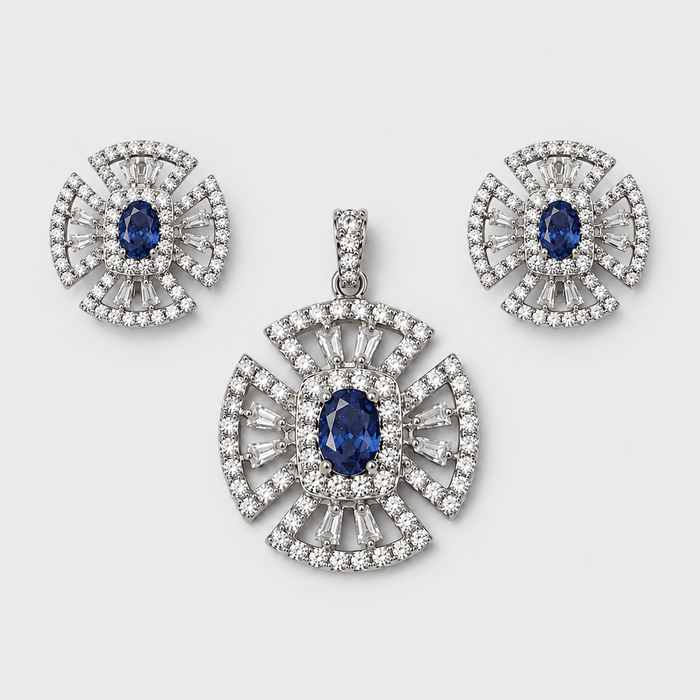 Sapphire Crest Set - Monis Anas Jewellers
