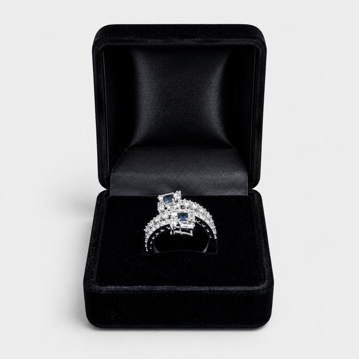 Sapphire Deco Bypass Ring - Monis Anas Jewellers
