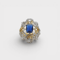 Sapphire Fleur - de - Lis Halo Ring - Monis Anas Jewellers