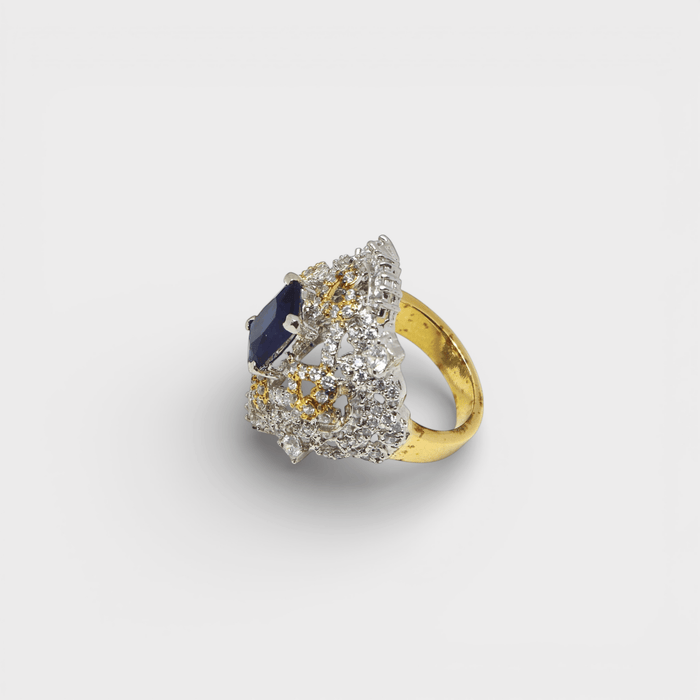 Sapphire Fleur - de - Lis Halo Ring - Monis Anas Jewellers
