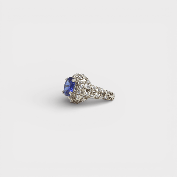 Sapphire Starburst Halo Ring - Monis Anas Jewellers