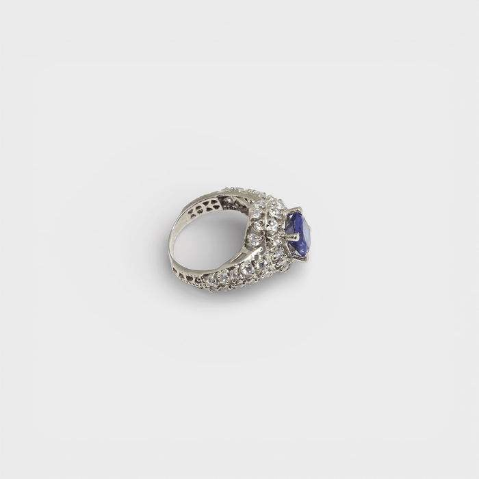 Sapphire Starburst Halo Ring - Monis Anas Jewellers