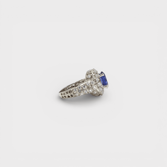 Sapphire Starburst Halo Ring - Monis Anas Jewellers