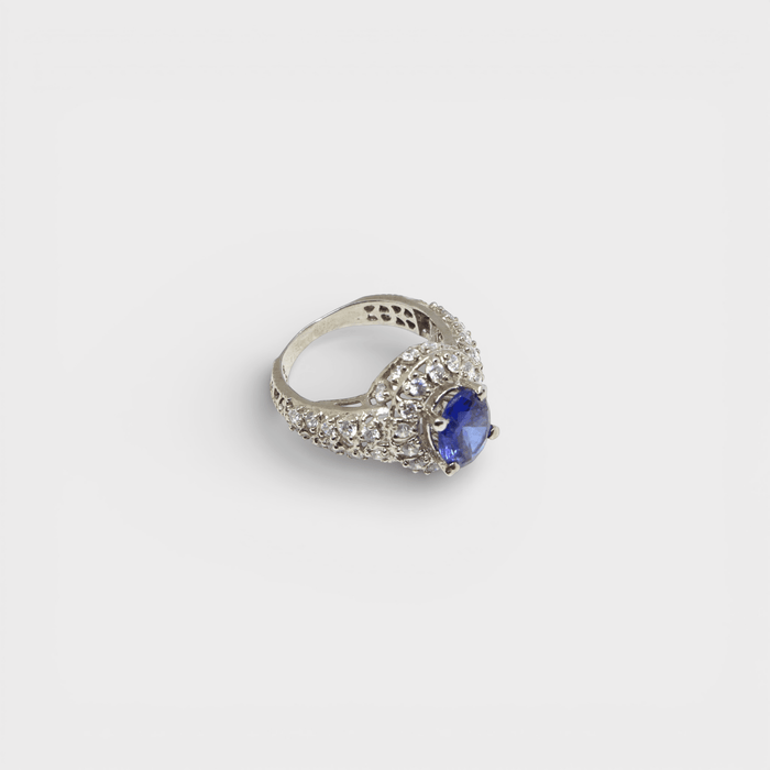Sapphire Starburst Halo Ring - Monis Anas Jewellers