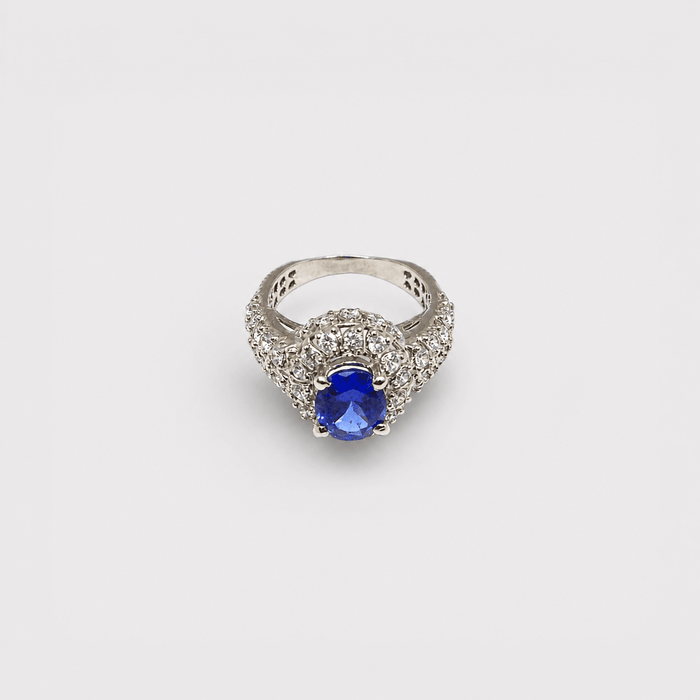 Sapphire Starburst Halo Ring - Monis Anas Jewellers