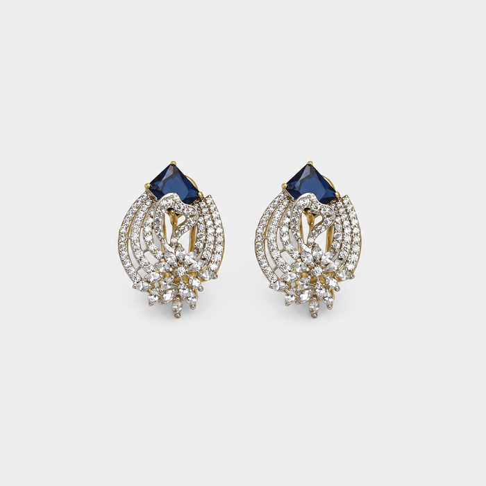 Sapphire Swan Studs - Monis Anas Jewellers