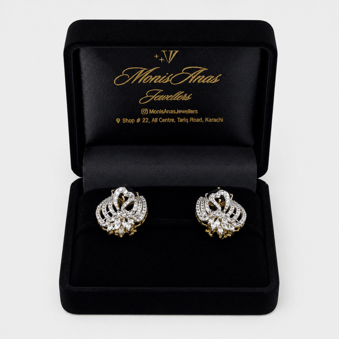 Sapphire Swan Studs - Monis Anas Jewellers