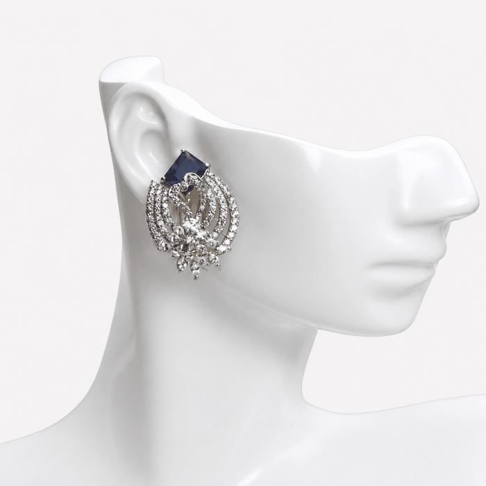 Sapphire Swan Studs - Monis Anas Jewellers