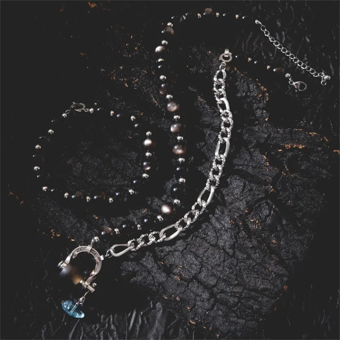Scorpio Obsidian & Smoky Quartz Necklace