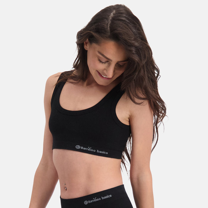 Bamboo Basics - Seamless Rib Bra Ruby  - Zwart