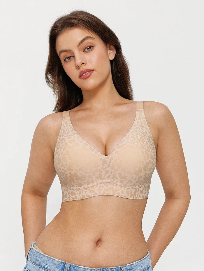 Popilush® Seamless Wireless Jelly Leopard Contour Minimizer Support Bra
