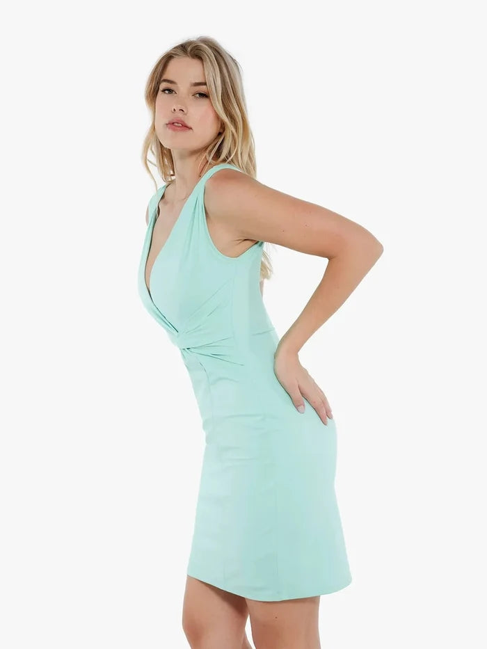 Popilush® Shapewear Deep V-Neck Bias Twist Sculpting Mini Dress