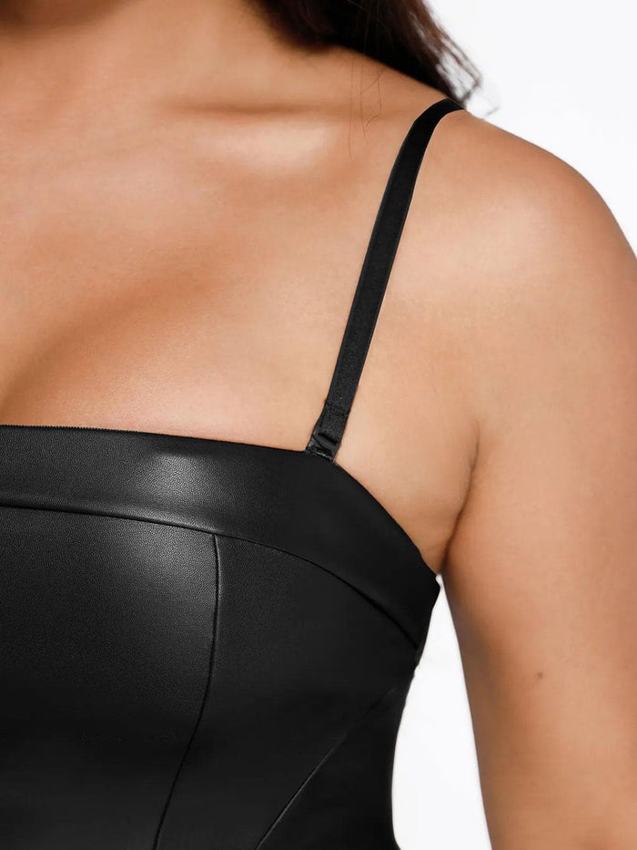 Popilush® Sexy Slip Flare Jumpsuit Shapewear Faux Leather Corset Jumpsuit Set
