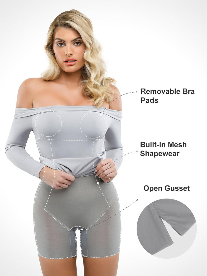 Popilush® Built-in Shapewear Dress features: Removable Bra Pads, Open Gusset and shapewear