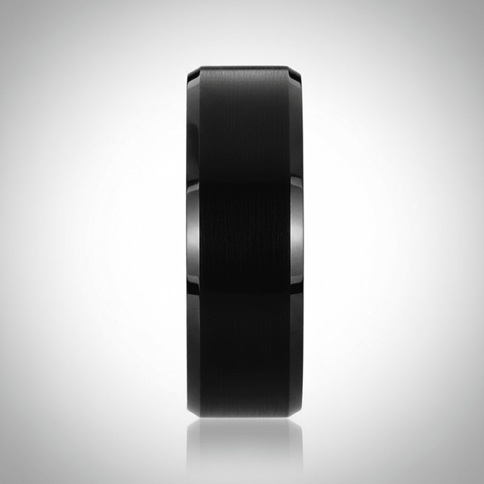 SIGMA — Center-through axial view — men's tungsten wedding ring.
