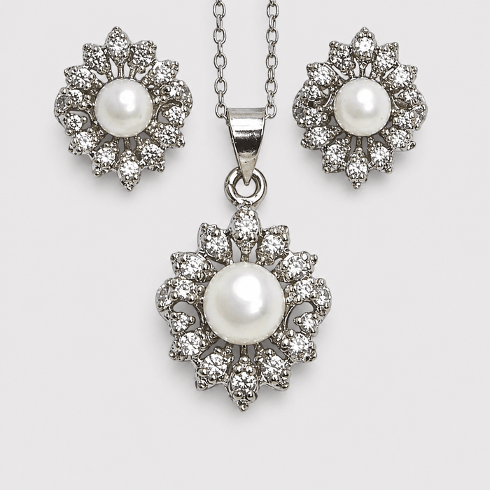 Silver Daisy Set - Monis Anas Jewellers