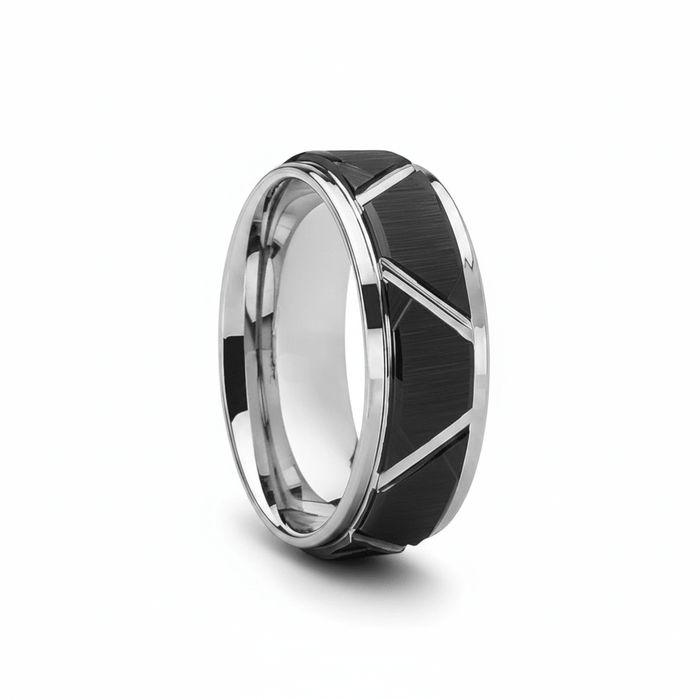 SILVERTROID — hero shot — men's tungsten carbide wedding ring | Aydins Jewelry