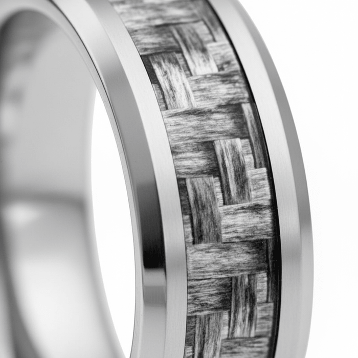 SKYLO — close-up detail — men's tungsten carbide wedding ring | Aydins Jewelry