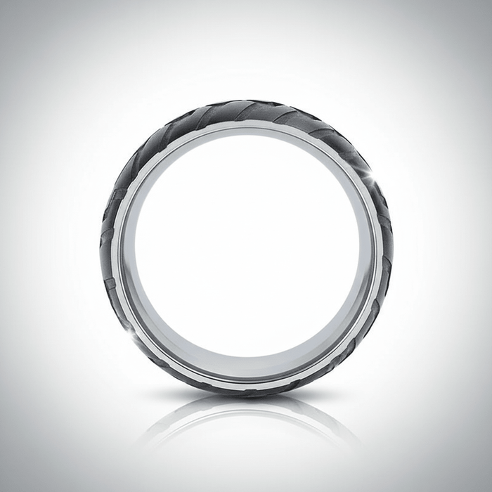 SLAYER — alternate angle — men's tungsten carbide wedding ring | Aydins Jewelry